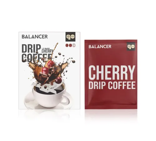 Свежеобжаренный молотый кофе BALANCER со вкусом черешни и рейши, 5 дрип-пакетов — артикул 012626