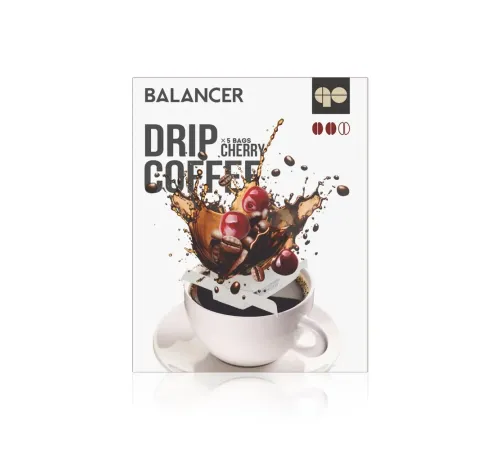 Свежеобжаренный молотый кофе BALANCER со вкусом черешни и рейши, 5 дрип-пакетов — артикул 012626
