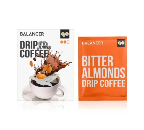 Свежеобжаренный молотый кофе BALANCER со вкусом горького миндаля и рейши, 5 дрип-пакетов — артикул 012628