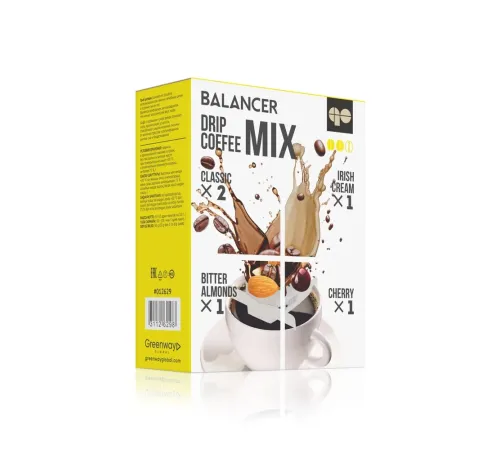 Свежеобжаренный молотый кофе BALANCER «Микс вкусов» с рейши, 5 дрип-пакетов — артикул 012629