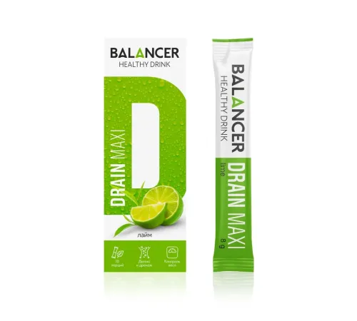 Дренирующий напиток BALANCER DRAIN MAXI со вкусом «Лайм», 10 стиков — артикул 012630