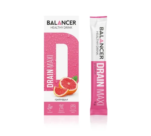 Дренирующий напиток BALANCER DRAIN MAXI со вкусом «Грейпфрут», 10 стиков — артикул 012636