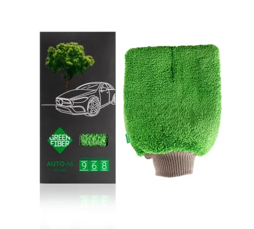 Универсальная варежка для авто Green Fiber AUTO A6 — серо-зелёная, артикул 06075