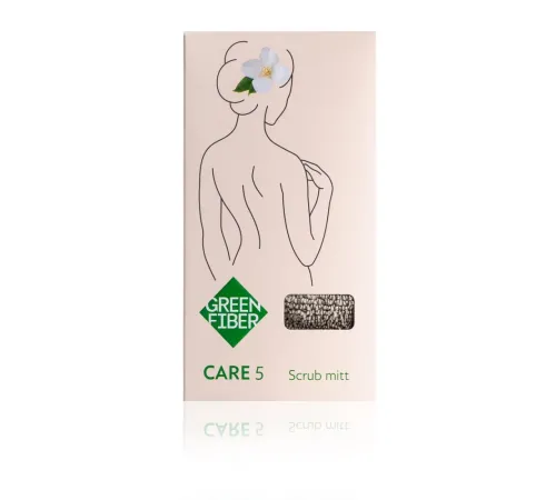 Мочалка-скраб для душа Green Fiber CARE 5 — серая, артикул 06086