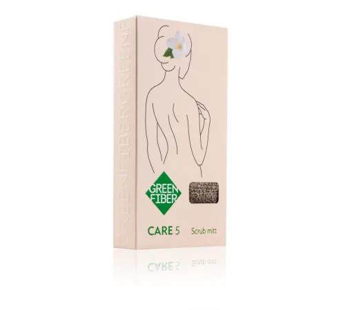 Мочалка-скраб для душа Green Fiber CARE 5 — серая, артикул 06086