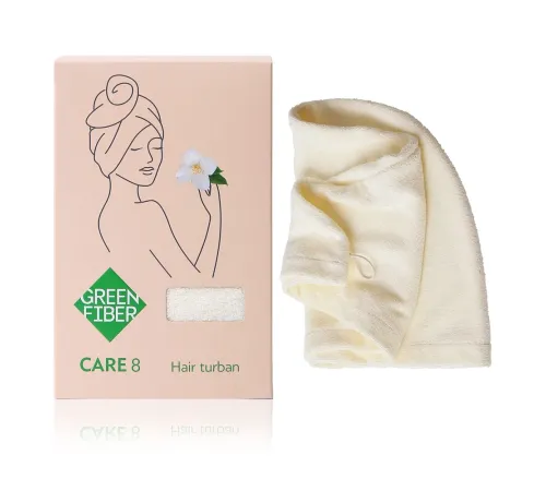 Тюрбан для сушки волос Green Fiber CARE 8 — молочный, артикул 06092