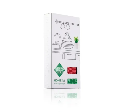 Губка для мытья посуды Green Fiber HOME S15 — коралловая, артикул 06104