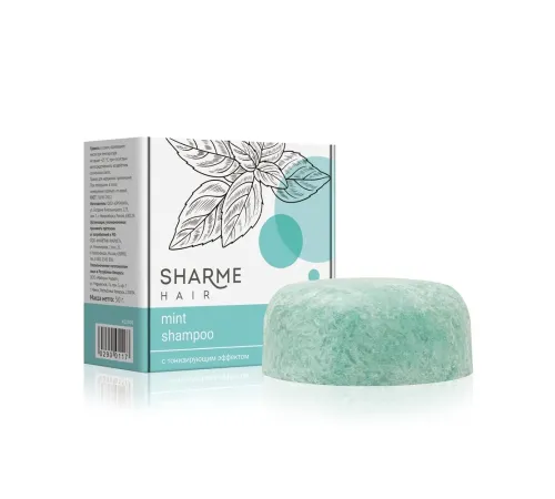 Твёрдый шампунь Sharme Hair Mint с тонизирующим эффектом, 50 г — артикул 02900