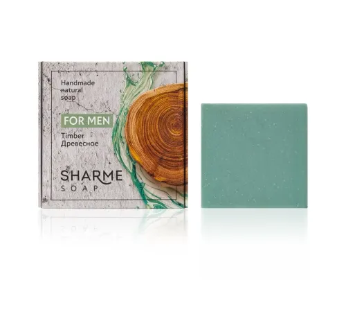Натуральное твёрдое мыло ручной работы с древесным ароматом для мужчин SHARME SOAP, 80 г — артикул 02316