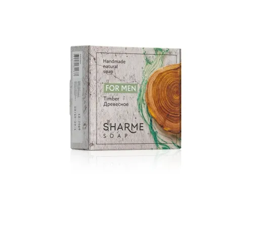 Натуральное твёрдое мыло ручной работы с древесным ароматом для мужчин SHARME SOAP, 80 г — артикул 02316
