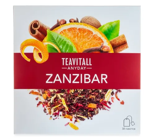 Чайный напиток TeaVitall Anyday «Zanzibar» с каркаде и пряностями, 38 фильтр-пакетов — артикул 01581