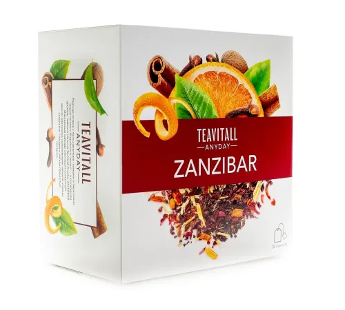 Чайный напиток TeaVitall Anyday «Zanzibar» с каркаде и пряностями, 38 фильтр-пакетов — артикул 01581