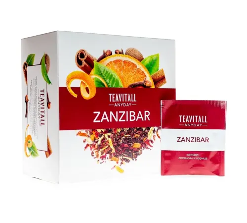 Чайный напиток TeaVitall Anyday «Zanzibar» с каркаде и пряностями, 38 фильтр-пакетов — артикул 01581