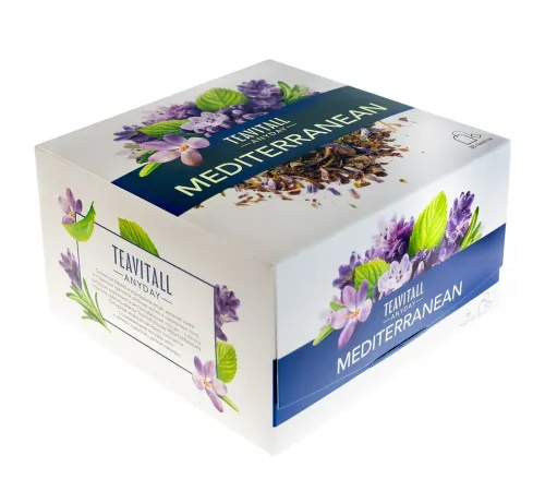 Чайный напиток TeaVitall Anyday «Mediterranean» — зелёный чай с мятой и лавандой, 38 фильтр-пакетов — артикул 01584