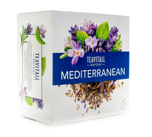 Чайный напиток TeaVitall Anyday «Mediterranean» — зелёный чай с мятой и лавандой, 38 фильтр-пакетов — артикул 01584