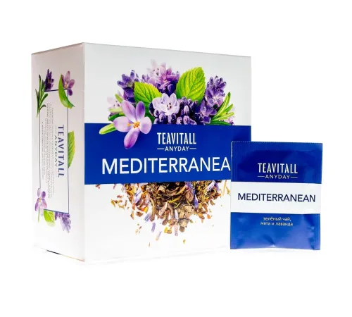 Чайный напиток TeaVitall Anyday «Mediterranean» — зелёный чай с мятой и лавандой, 38 фильтр-пакетов — артикул 01584