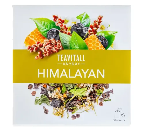 Чайный напиток TeaVitall Anyday «Himalayan» — чёрный чай с гречихой, аронией, таволгой и гречишным мёдом, 38 фильтр-пакетов — артикул 01586