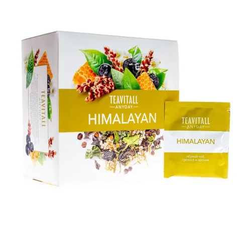 Чайный напиток TeaVitall Anyday «Himalayan» — чёрный чай с гречихой, аронией, таволгой и гречишным мёдом, 38 фильтр-пакетов — артикул 01586