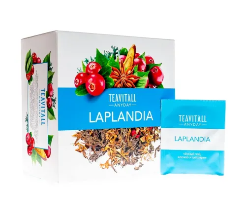 Чайный напиток TeaVitall Anyday «Laplandia» с клюквой и цетрарией, 38 фильтр-пакетов — артикул 01589