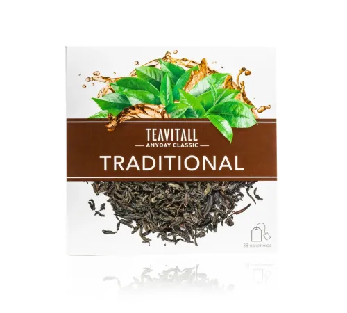 Чай чёрный TeaVitall Anyday Classic «Традиционный» — кенийский, индийский, цейлонский, 38 фильтр-пакетов — артикул 01613