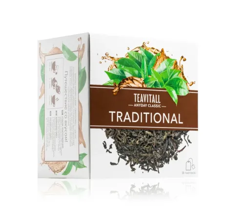 Чай чёрный TeaVitall Anyday Classic «Традиционный» — кенийский, индийский, цейлонский, 38 фильтр-пакетов — артикул 01613