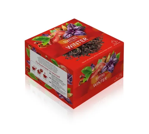 Чайный напиток TeaVitall Anyday «Winter» — чёрный чай с яблоком, корицей, базиликом и гвоздикой, 38 фильтр-пакетов — артикул 01619