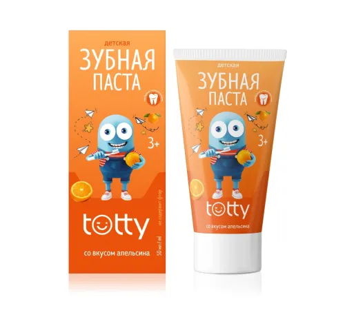 Детская зубная паста TOTTY со вкусом апельсина 3+, 50 мл — артикул 030003