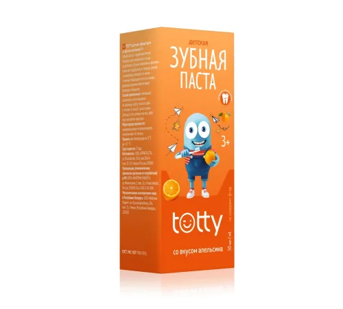 Детская зубная паста TOTTY со вкусом апельсина 3+, 50 мл — артикул 030003