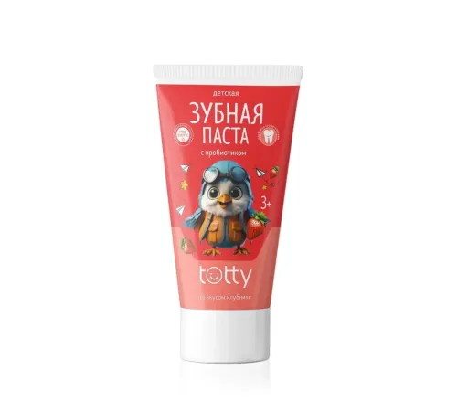 Детская зубная паста TOTTY с пробиотиком со вкусом клубники 3+, 50 мл — артикул 03559