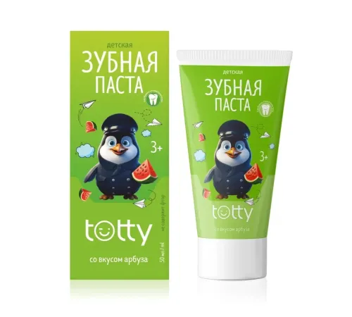 Детская зубная паста TOTTY со вкусом арбуза 3+, 50 мл — артикул 03600