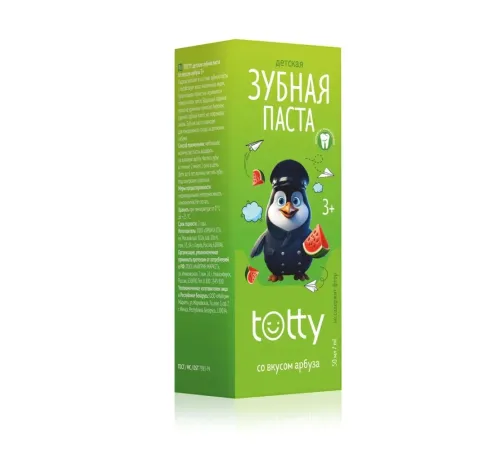 Детская зубная паста TOTTY со вкусом арбуза 3+, 50 мл — артикул 03600