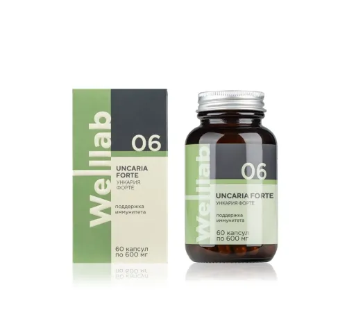 Welllab UNCARIA FORTE, 60 капсул — ункария, чага, ива и солодка для иммунитета, артикул 070705