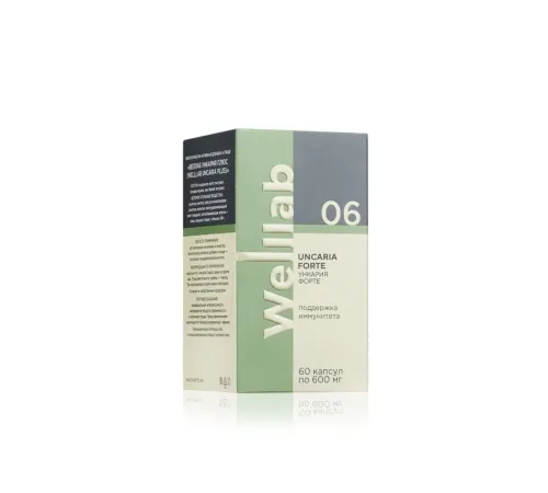 Welllab UNCARIA FORTE, 60 капсул — ункария, чага, ива и солодка для иммунитета, артикул 070705