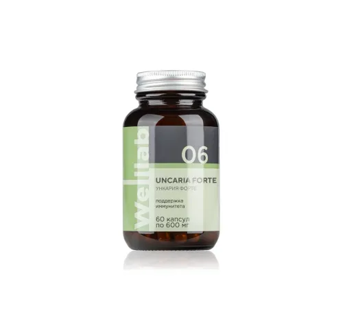Welllab UNCARIA FORTE, 60 капсул — ункария, чага, ива и солодка для иммунитета, артикул 070705