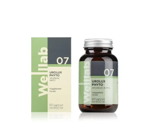 Welllab UROLUX PHYTO, 60 капсул — толокнянка, спорыш, хвощ и брусника для почек, артикул 070706