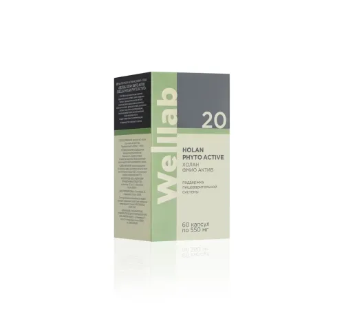 Welllab HOLAN PHYTO ACTIVE, 60 капсул — одуванчик, бессмертник, артишок, расторопша для желчевыведения, артикул 070715