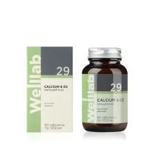 БАД с кальцием для взрослых и детей с 3 лет Welllab Calcium & Vitamin K2, 60 таблеток