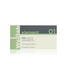 БАД для сосудов и иммунитета Welllab Element Dihydroquercetin with A, C, E, 30 капсул