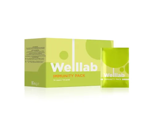 Программа Welllab IMMUNITY PACK, 14 саше на 14 дней — витамин D3 600 МЕ, цинк и селен, артикул 070751