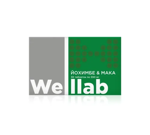 БАД для мужчин Welllab Йохимбе & Мака, 30 таблеток
