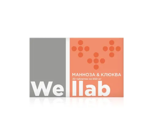 Welllab МАННОЗА & КЛЮКВА, 30 таблеток — D-манноза, экстракт клюквы, шиповник, B6, артикул 070766