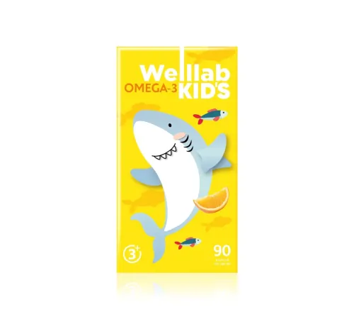Welllab KIDS OMEGA-3, 90 капсул — детский рыбий жир из Швейцарии с ароматом апельсина, 540 мг омега-3 в суточной дозе, артикул 070745
