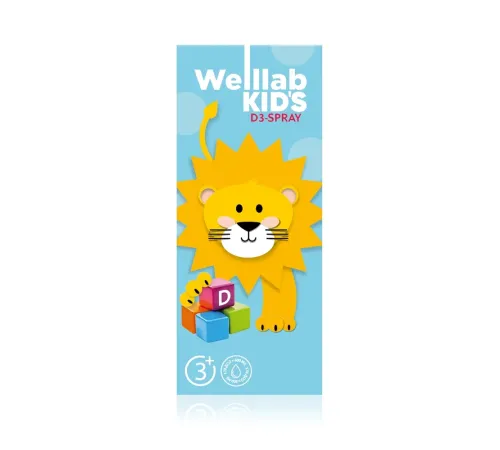 Welllab KIDS VITAMIN D3, спрей 23,8 мл — 600 МЕ витамина D3 в одном нажатии, для детей с 3 лет и взрослых, артикул 070757