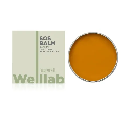 Welllab Liquid SOS BALM, 30 мл — бальзам для сухих участков кожи на кокосе, касторовом масле и воске, артикул 070758